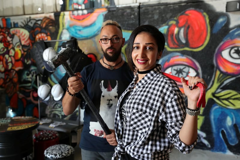 Dubai, United Arab Emirates - March 16th, 2018: Owners Ibriham Abudyak and Hiba Balfaqih. The Smash Room opens in Dubai. Friday, March 16th, 2018. Al Quoz, Dubai. Chris Whiteoak / The National