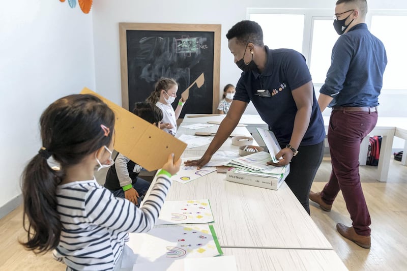 DUBAI, UNITED ARAB EMIRATES. 29 MARCH 2021. Spring camps are super-busy this year. Children playing and learning at the spring camp at Oli Oli in Dubai. (Photo: Antonie Robertson/The National) Journalist: Anam Rizvi. Section: National.