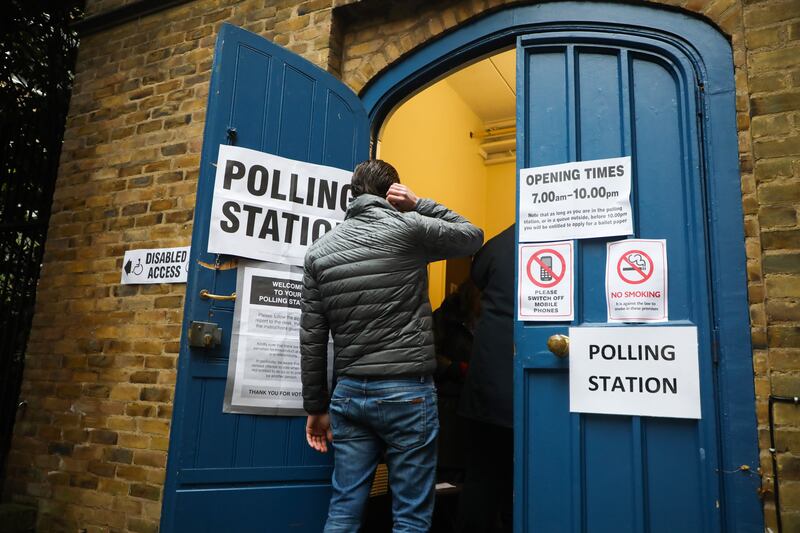 People come to vote in UK General Election to a polling station at St John School Nursery in London. Getty Images