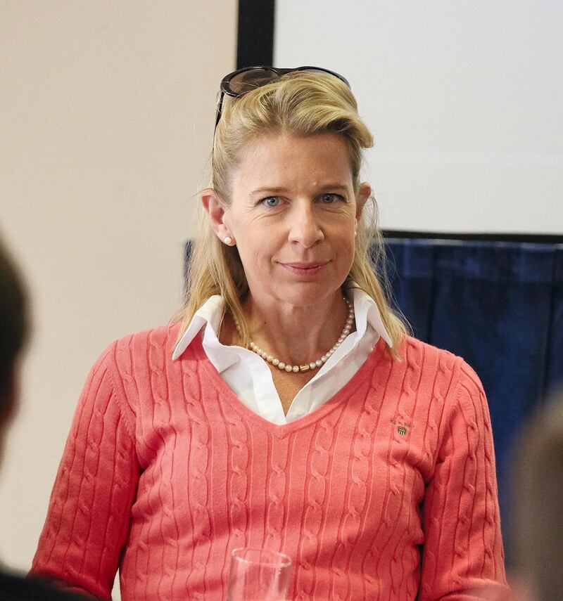 DONCASTER, ENGLAND - SEPTEMBER 25:  Commentator Katie Hopkins during the UK Independence Party annual conference where she spoke to a fringe group about electoral reform on September 25, 2015 in Doncaster, England. After increasing their vote share following the May General Election campaign, the UKIP conference this year focussed primarily on the campaign to leave the European Union ahead of the upcoming referendum on EU membership.  (Photo by Ian Forsyth/Getty Images)