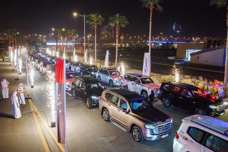 To celebrate the arrival of the new Land Cruiser to the UAE market, Al Futtaim Toyota surprised its first 50 customers with a firework reception during the unveiling.