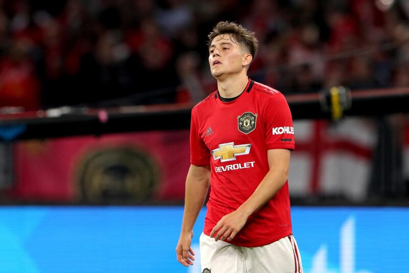 Daniel James shows his frustration after missing a chance. EPA