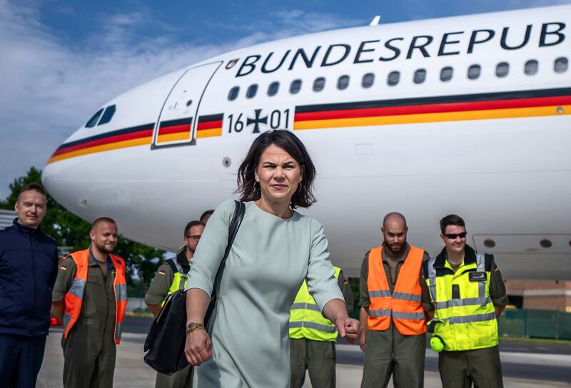 Foreign Minister Annalena Baerbock and other German officials have experienced a string of aircraft technical problems on overseas trips. AP
