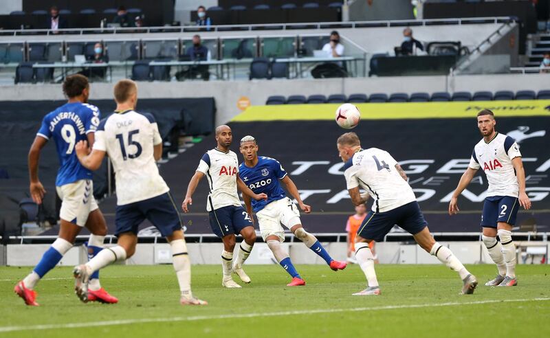 Everton's Richarlison shoots on goal. Getty