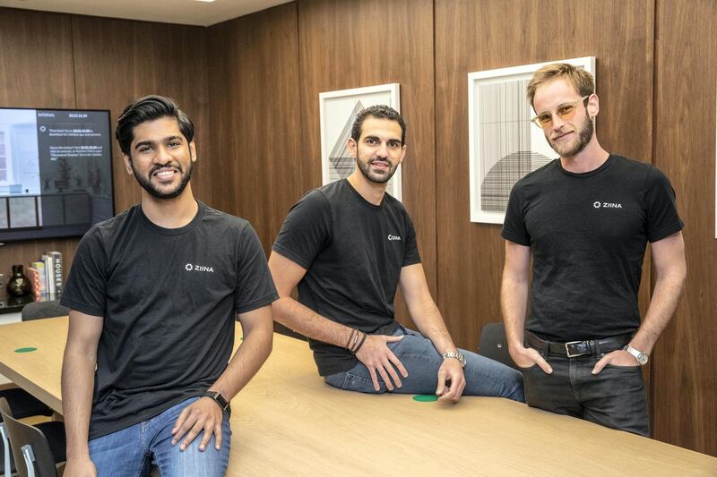 DUBAI, UNITED ARAB EMIRATES. 20 AUGUST 2020. Ziina app developers: Ltor: Ashiq Korikkar - Head of Growth, Faisal Toukan - Co -Founder & CEO and Andrew Gold - Co - Founder & Head of Engineering. (Photo: Antonie Robertson/The National) Journalist: Keith Fernandez. Section: National.