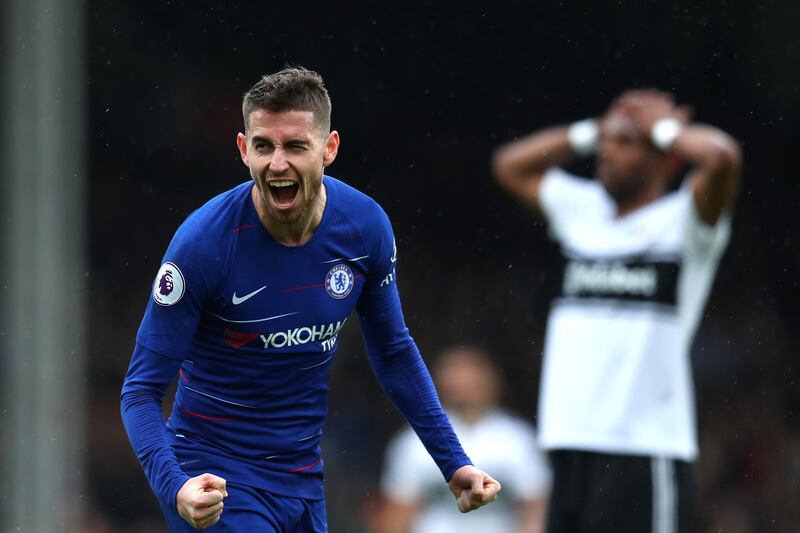 Centre midfield: Jorginho (Chelsea) – A belated first league goal in open play was a fine way to answer his critics and set Chelsea on their way to a derby win at Fulham. Getty Images