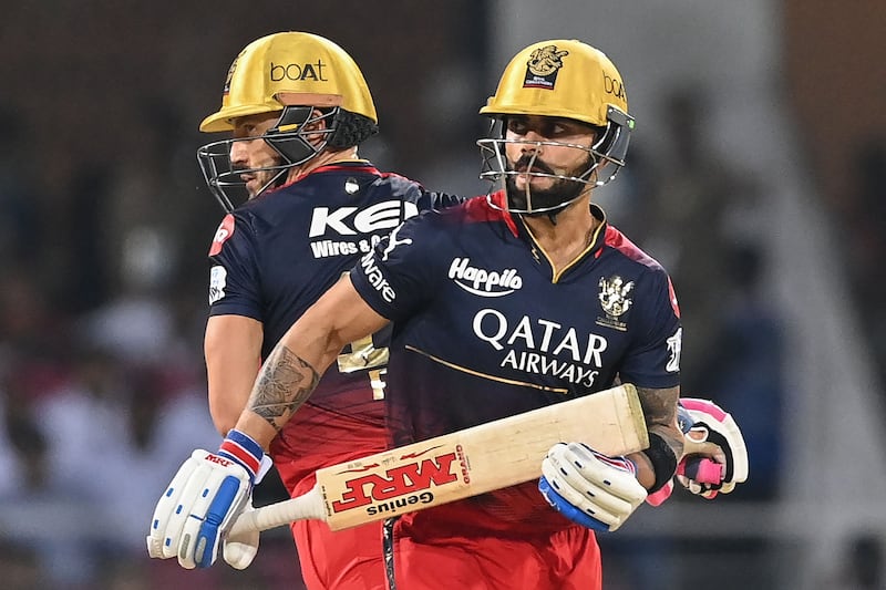 Royal Challengers Bangalore's Virat Kohli and Faf du Plessis put on an opening stand of 62 as RCB set Lucknow 126-9 to win. AFP