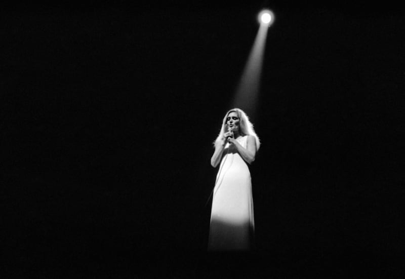 French singer Dalida performs on January 16, 1974 at L'Olympia music hall in Paris, France. (AP Photo/Paul Roque)