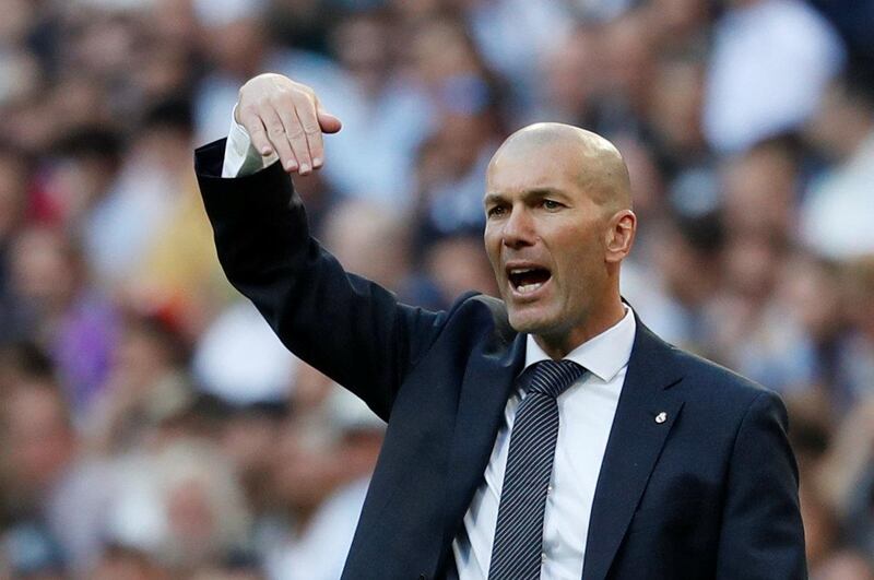 Real Madrid manager Zinedine Zidane gestures during the match against Celta Vigo. Reuters