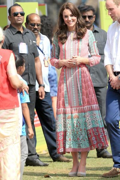 Catherine, Duchess Of Cambridge, wore an Anita Dongre outfit during her visit to India in 2016. Getty Images 