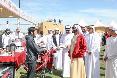 Sheikh Mohammed bin Rashid, Prime Minister and Ruler of Dubai, attending The King of Bahrain Endurance Cup. Wam