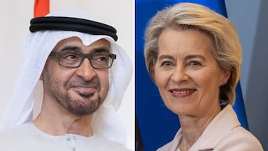 President Sheikh Mohamed and European Commission President Ursula von der Leyen discussed the crisis in Gaza during a telephone call. AFP