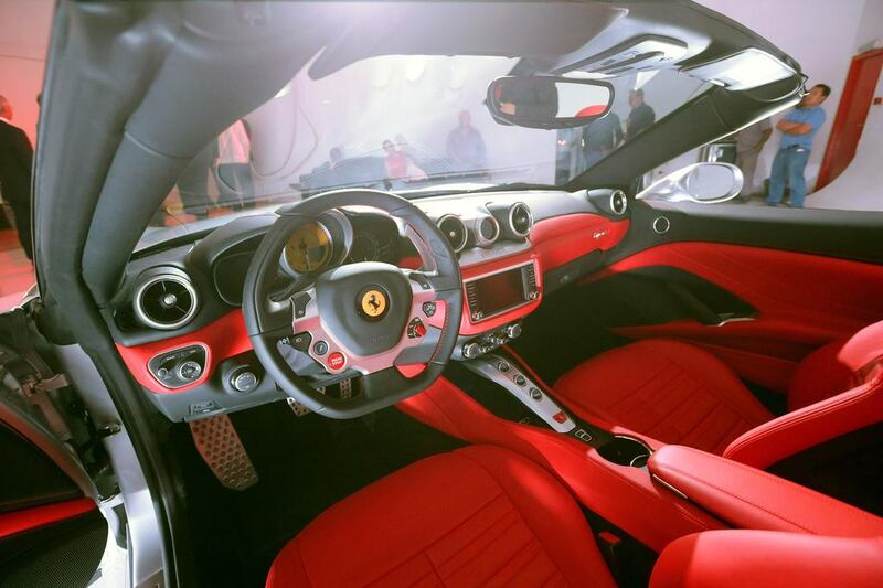 The interior of the Ferrari California T on show at Capital D Studio in Al Quoz. Jaime Puebla / The National