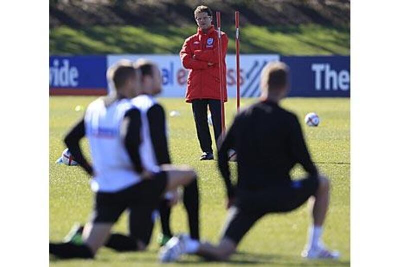 Fabio Capello watches over an England training session before the friendly against Egypt.