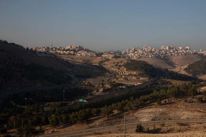 FILE - This June 29, 2020, file photo shows the Israeli settlement of Maale Adumim, in the West Bank. Peter Beinart, an influential American commentator, has shocked the Jewish establishment and Washington policy-making circles by breaking a long-standing taboo: He has endorsed the idea of a democratic entity of Jews and Palestinians living with equal rights between the Jordan River and the Mediterranean.  (AP Photo/Sebastian Scheiner, File)