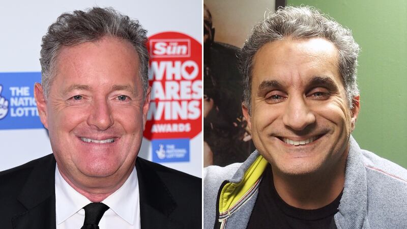 Bassem Youssef, right, is set to return to Piers Morgan Uncensored for round two of his viral conversation about the Israel-Gaza war. Getty Images