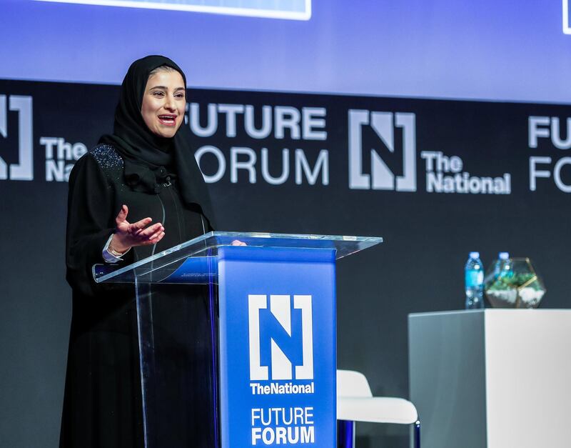 Abu Dhabi, UAE.  May 8, 2018.  The National Future Forum.  H.E. Sarah Al Amiri, UAE Minister of State for Advanced Sciences.
Victor Besa / The National