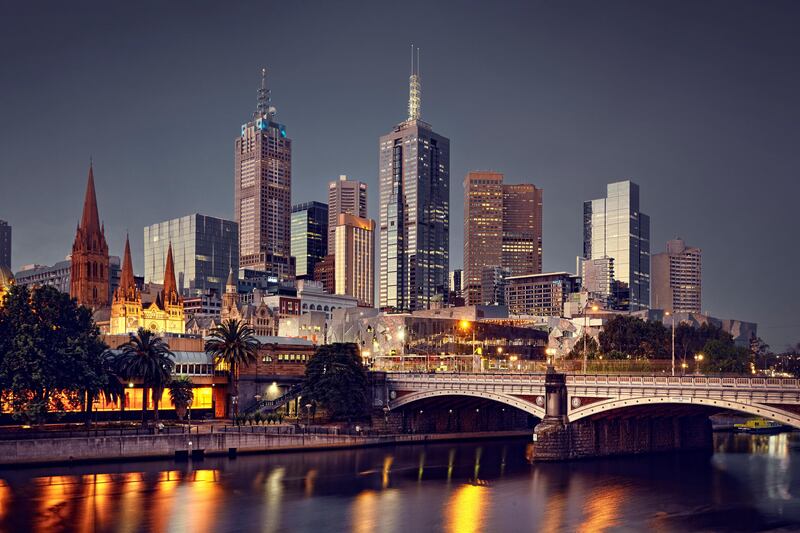 Melbourne city at night