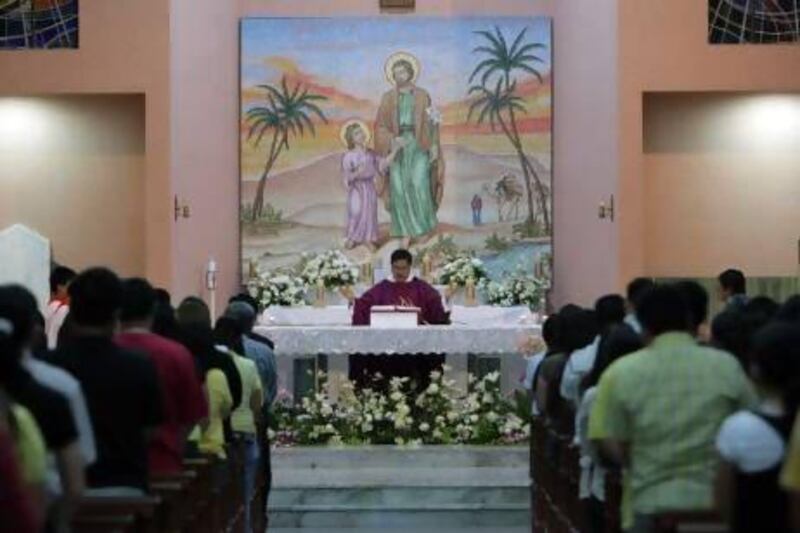 Father Wild Gandolf, secretary of Bishop Paul Hinder, the Vicar Apostolic of Arabia at St Joseph's Cathedral in Abu Dhabi has welcomed the election of Pope Francis, the first non-European pope in more than a thousand years. Jaime Puebla / The National