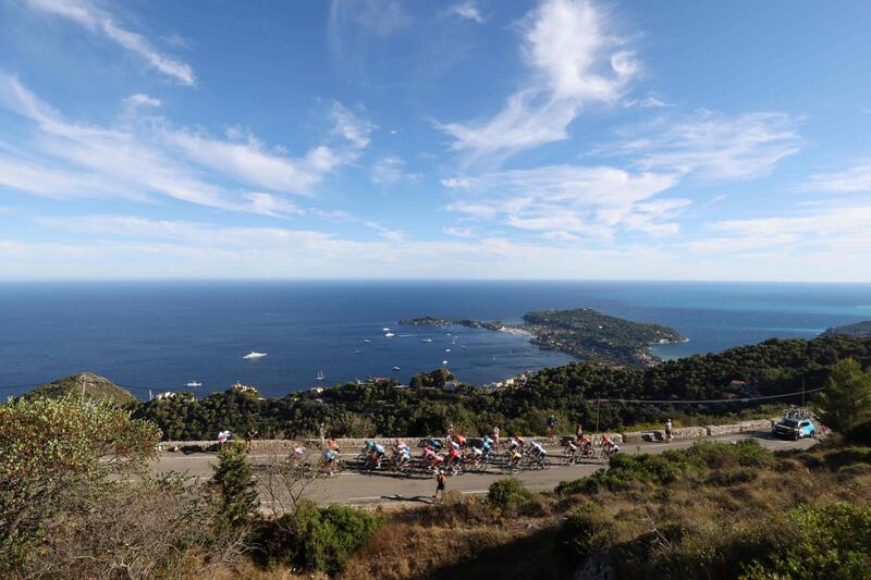 The peloton rides along the French Riviera. AFP