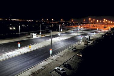 The white lights are the new LEDS, with the older yellow lights on the right in this shot of Abu Dhabi's Salam Street. Abu Dhabi Municipality