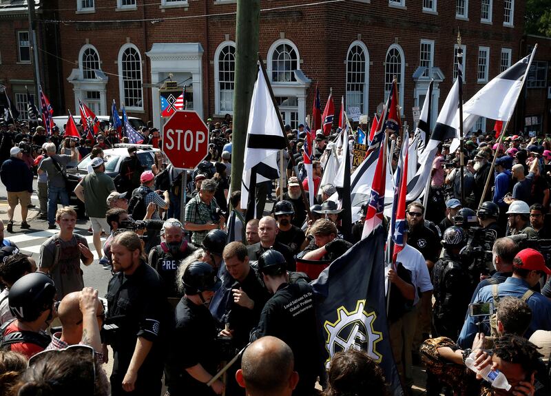 FILE PHOTO: White nationalists rally in Charlottesville, Virginia, U.S., August 12, 2017.   REUTERS/Joshua Roberts/File Photo