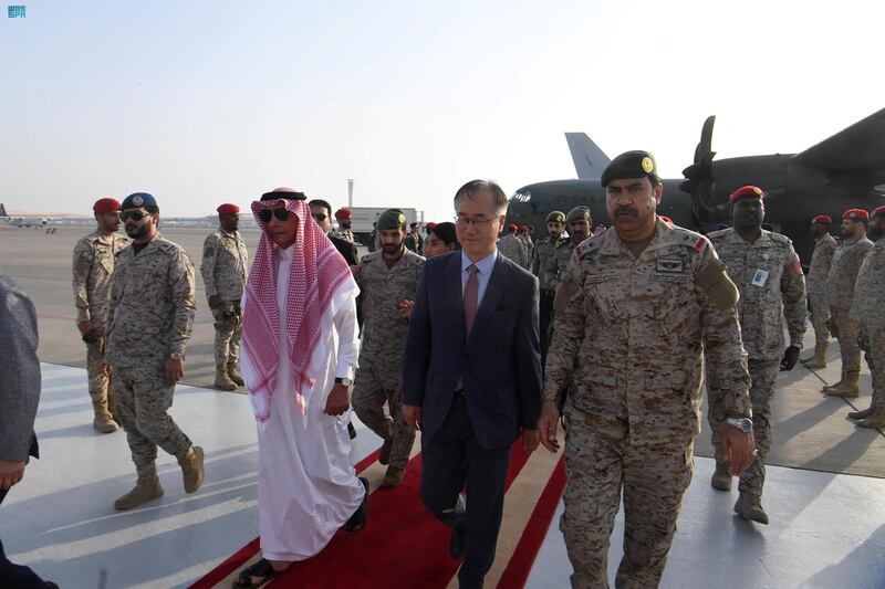 South Korea's ambassador to Saudi Arabia, Park Joon-yong, at a Saudi Air Force base in Jeddah, where he met diplomats from his country evacuated from Sudan by the kingdom's air force. Reuters
