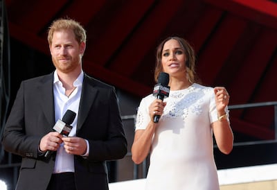 Prince Harry and Meghan speak at last year's Global Citizen Live concert in Central Park, New York. Reuters 