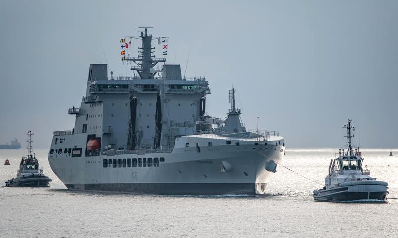 KH9P4G RFA Tidespring, a new naval auxiliary replenishment ship arriving at Portsmouth, UK on the 16th November 2017 for it's formal Service of Dedication.