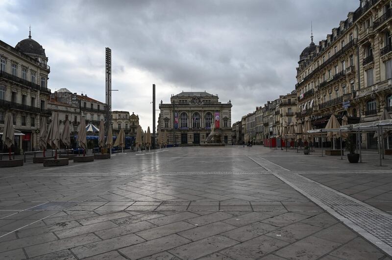 The empty "Place de la Comedie " in the city of Montpellier, southern France. AFP