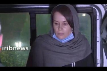 In this frame grab from Iranian state television video aired November 25, British-Australian academic Kylie Moore-Gilbert, is seen in Tehran, Iran. Iran has freed Dr Moore-Gilbert, who has been detained in Iran for more than two years, in exchange for three Iranians held abroad. Iranian State Television via AP