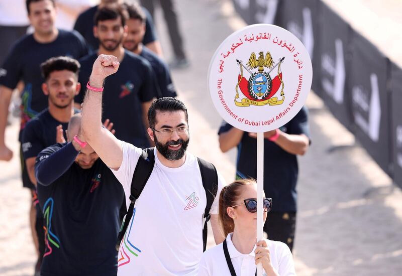 Dubai, United Arab Emirates - March 04, 2019: Contestants arrive for the men's heats at the Goverment Games 2019. Thursday the 4th of April 2019. Kite Beach, Dubai. Chris Whiteoak / The National