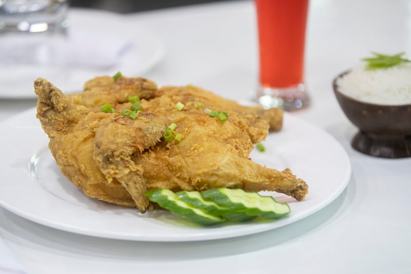 Whole fried chicken at Feby’s Restaurant and Cafe, priced Dh35.
