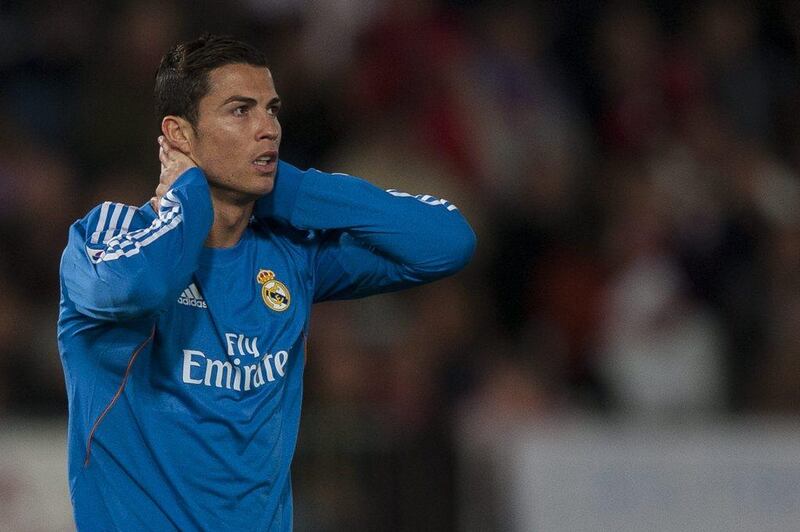 Cristiano Ronaldo hurt his hamstring in Real's win over Almeria on Saturday. Daniel Tejedor / AP