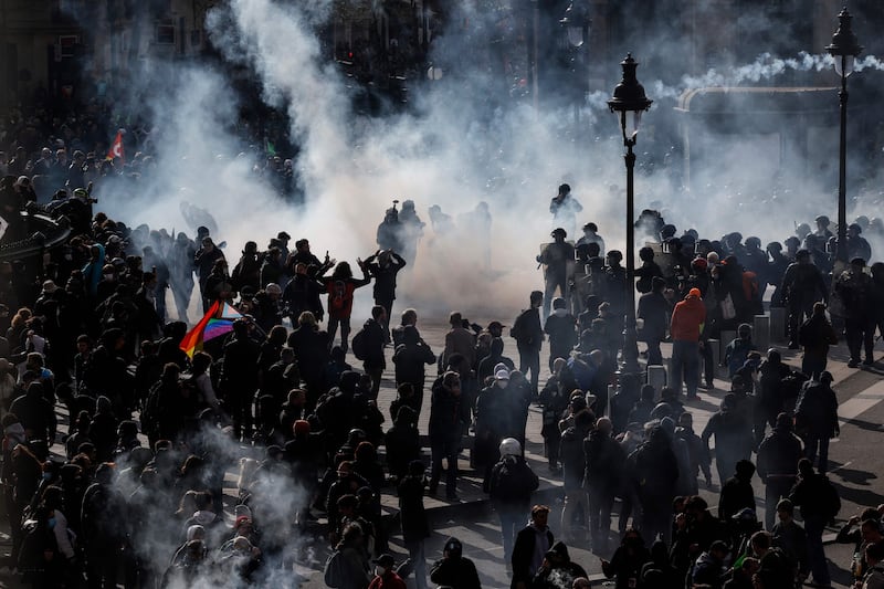 Protesters gather during a demonstration. AFP