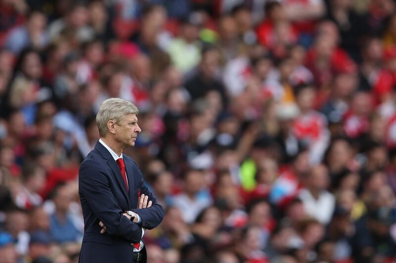 LONDON, ENGLAND - JULY 30: The Arsenal Manager Arsene Wenger looks on during the Emirates Cup match between Arsenal and Sevilla FC at Emirates Stadium on July 30, 2017 in London, England.  (Photo by Steve Bardens/Getty Images)