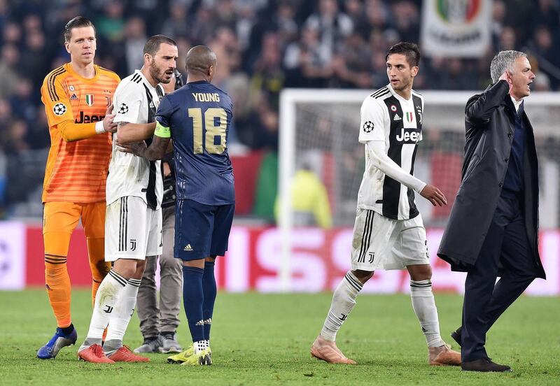 Manchester United manager Jose Mourinho confront Juventus players after the match. EPA