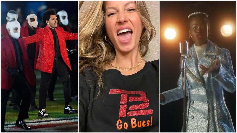 The Weeknd's masked dancers provoked social media conversation; Gisele Bundchen cheered on husband Tom Brady; and Amanda Gorman's Super Bowl poetry was much-discussed online. 