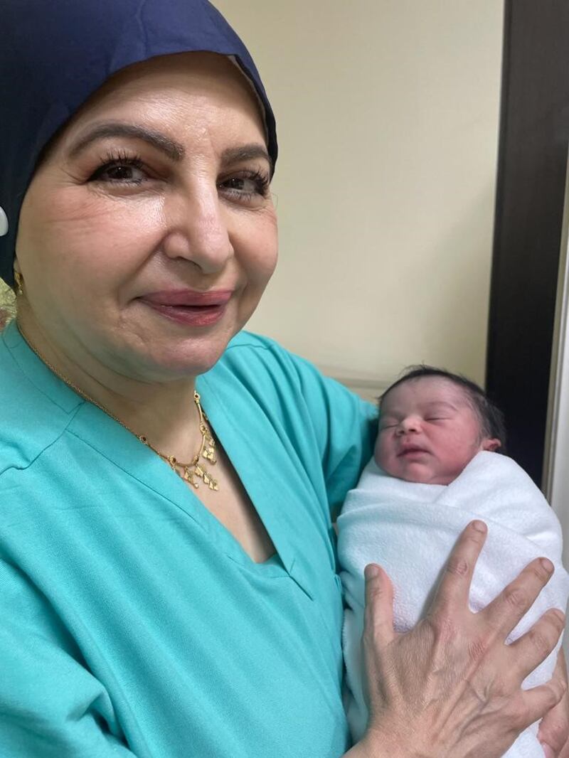Baby Noura Sultan, pictured with Dr Rabab Hilmy, was among the first to be welcomed into the world in the UAE on the first day of Eid Al Fitr, at 12.20am. Photo: NMC Royal Hospital Sharjah