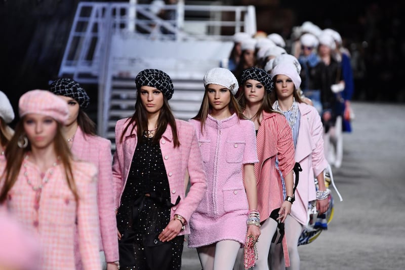 PARIS, FRANCE - MAY 03:  Models walk the runway during Chanel Cruise 2018/2019 Collection at Le Grand Palais on May 3, 2018 in Paris, France.  (Photo by Pascal Le Segretain/Getty Images)