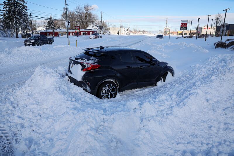 A vehicle is left stranded. Reuters