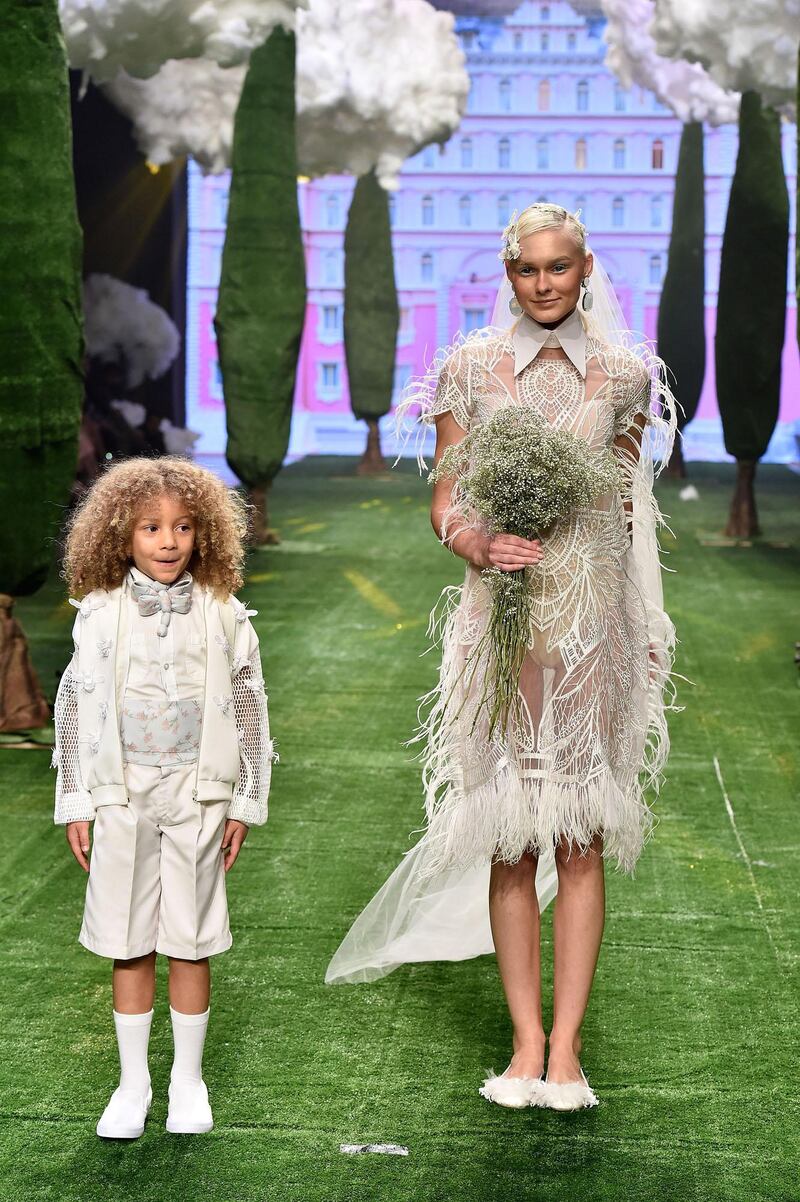 DUBAI, UNITED ARAB EMIRATES - OCTOBER 24:  Models walk the runway during Finale at the Amato by Furne One show during Dubai Fashion Forward Spring/Summer 2016 at Madinat Jumeirah on October 24, 2015 in Dubai, United Arab Emirates.  (Photo by Pascal Le Segretain/Getty Images for Fashion Forward) *** Local Caption ***  583362717JO549_Amato_By_Fur.JPG