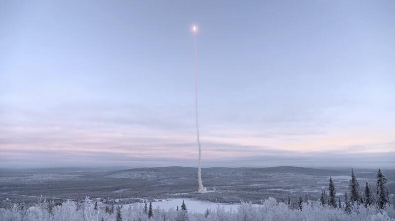 A SubOrbital Express 3 rocket launching from the Esrange Space Centre in Jukkasjarvi, northern Sweden, in November 2022. AFP