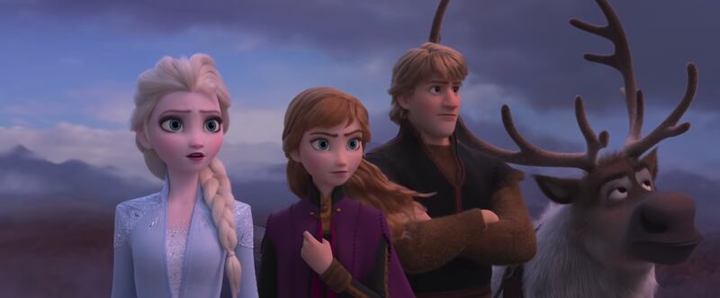 The Frozen and Frozen II characters - Elsa, Anna, Kristoff and Sven. Photo: Disney