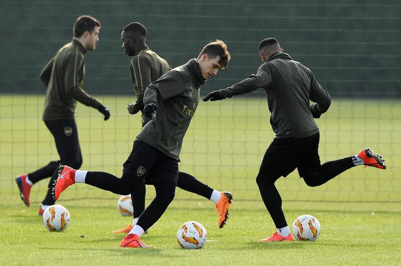 Arsenal Training - Arsenal Training Centre, St Albans, Britain. Arsenal's Denis Suarez during training Action. Reuters