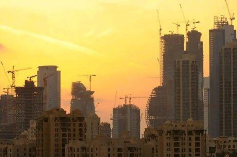 Buildings under construction in the Business Bay district in Dubai. Charles Crowell / Bloomberg News