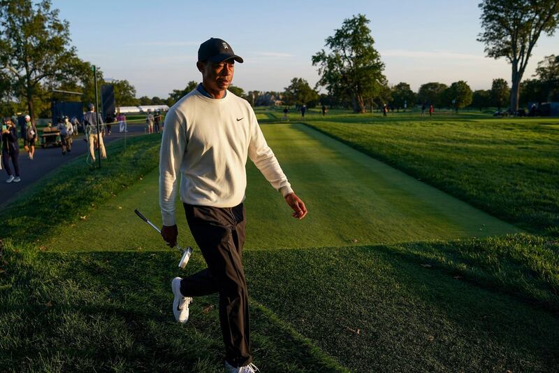 Tiger Woods, of the United States, walks up to the ninth tee. AP