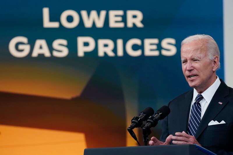 President Joe Biden called on Congress to pass a 'gas tax holiday' in a bid to lower the price of petrol at the pump. AP