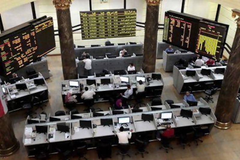 The EGX30 Index of Egyptian equities rose by 7.3 per cent to 5,334.54 yesterday. Louafi Larbi / Reuters