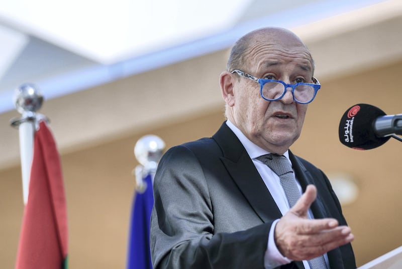 Abu Dhabi, United Arab Emirates, October 28, 2019.  
French Minister for Europe and Foreign affairs, Mr. Jean-Yves Le Drian, 
inaugurates the new premises of the primary school of the Lycée Louis Massignon Abu Dhabi.
Victor Besa/The National
Section:  NA
Reporter: John Dennehy